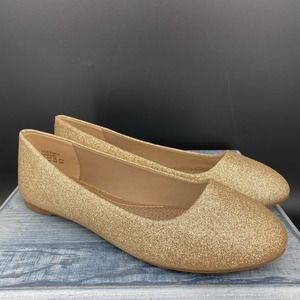 NEW DREAM PAIRS Women's Sole-Simple Ballerina Flats Gold Size 8.5